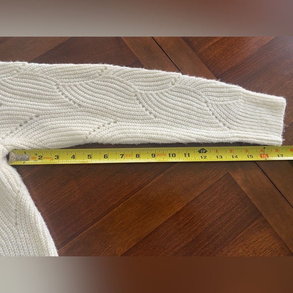 a new day, Pointelle Knit, Crew Neck, Pullover, off-white, Size S, Swirl Pattern - Picture 6 of 10